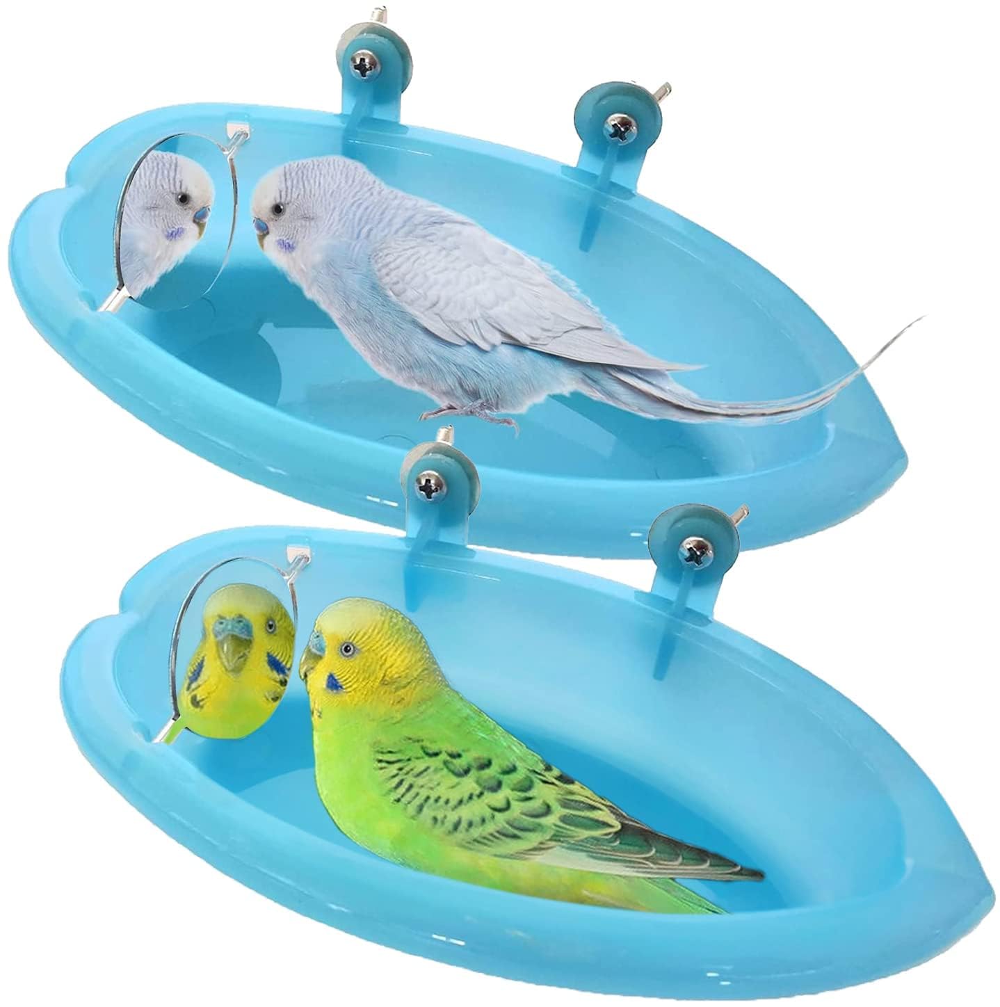 Joyzzz Bird Bath with Mirror, Bird Bath Tub with Mini Mirror For Cage, Bird Cage Hanging Bath, Bird Cage Healthy Shower Bathing Tub, Bird Cage Accessories