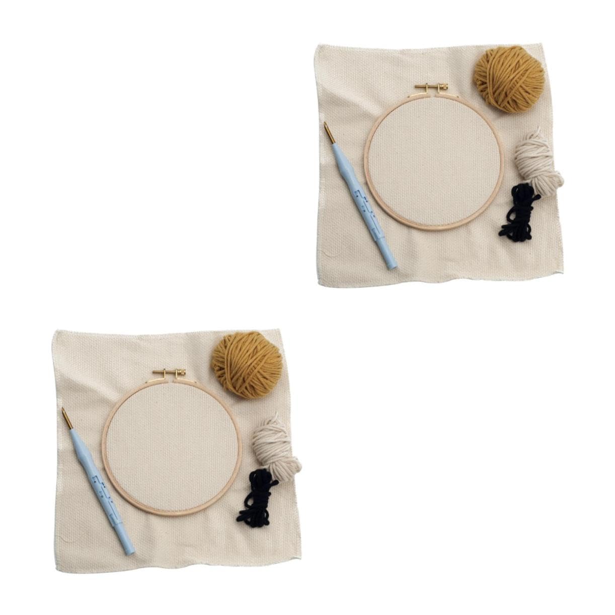 Angoily 2 Piezas Kit de Punch Needle para Principiantes con de Manualidades Aro de Plástico Set de Hilo de Lana para Diy para Adultos y Partir de