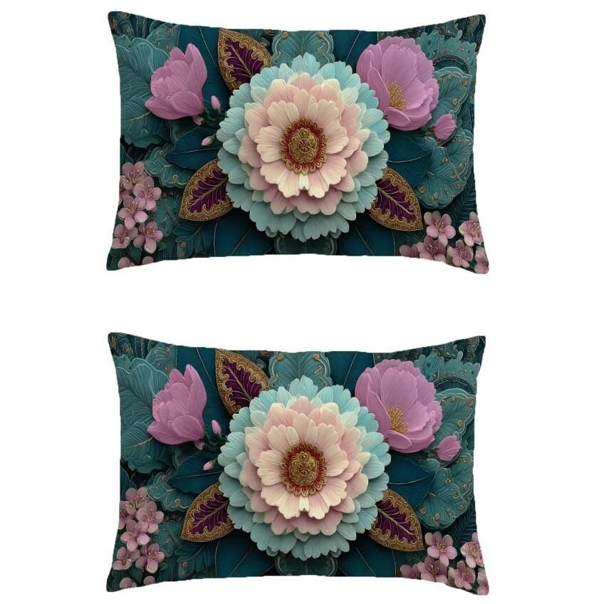Housse de coussin turquoise en lin 80x100cm imperméable pour extérieur et jardin