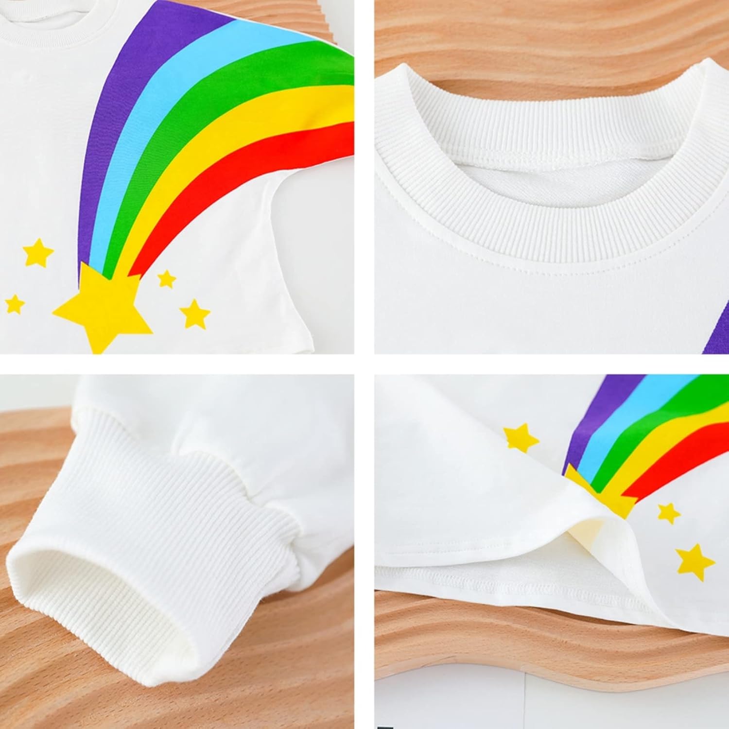 [Monotory] 子供服 男の子 春秋服 2点セット 73cm-110cm 虹 雲 雨 あかるい色 トレーナー+サロペット ロン