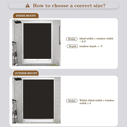 Miniatura 6 de Joydeco Persianas enrollables 100 % opacas para ventanas, sin cordones de 58 pulgadas, protección solar para dormitorio, oficina (negro, 58 x 75