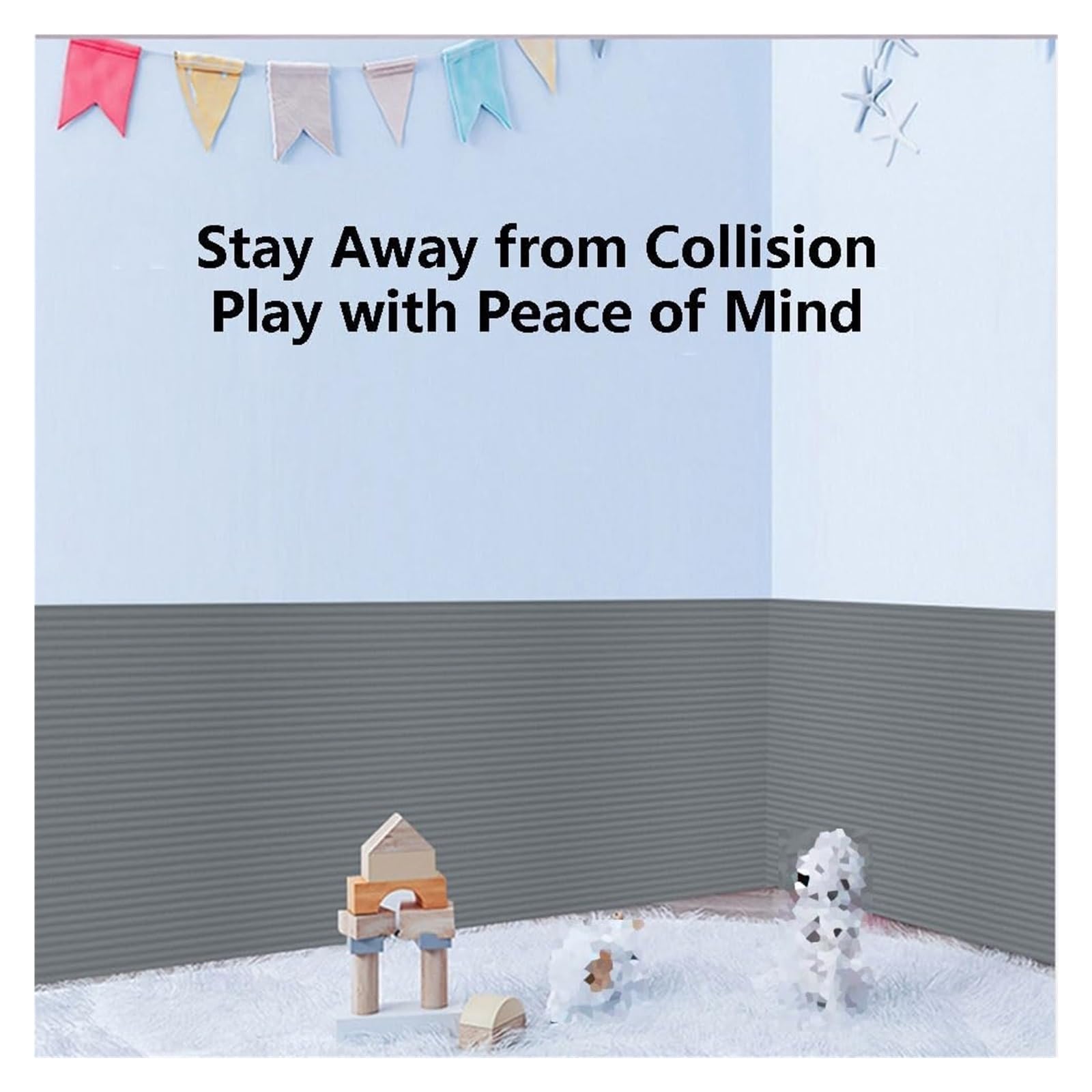 Tiras de seguridad de espuma autoadhesivas a prueba de pared para seguridad infantil, 30 cm de ancho, color gris