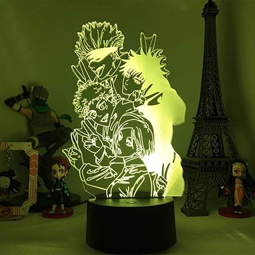 Miniatura 4 de BQQB Lámpara LED de anime, luz nocturna, luz de ilusión, Jujutsu Kaisen Ryomen Sukuna Yuji Itadori, lámpara 3D para decoración de dormitorio