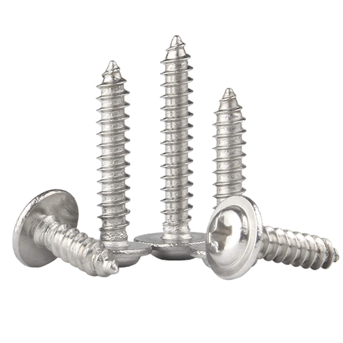 DAZISEN M2.3 Self Tapping Screws - Stainless Steel Crosstip Head Pointed Tail Screws Self Drilling Spacer Screws Wood Screws, Silver, M2.3 * 6 * 6mm(100pcs)
