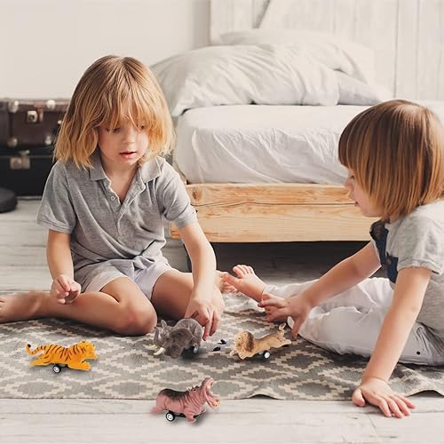 Miniatura 2 de UMEELR 4 huevos jumbo prellenados con autos de animales salvajes, huevos sorpresa y recuerdos de fiesta de Pascua para niños pequeños