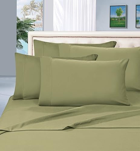 Vista 18 de Juego de sábanas lujosas Elegant Comfort, calidad egipcia de 1500 hilos, resistente a las arrugas, 6 partes, Microfibra, Crema, King