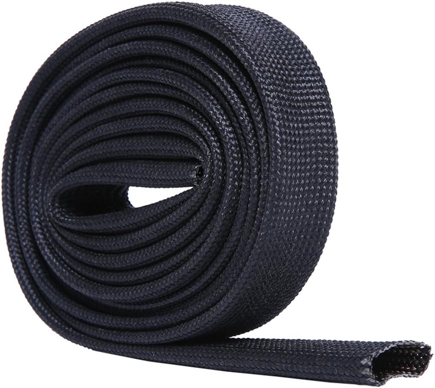 Hiwow 5FT Heat Sleeve Fiberglass Adjustable Heat Shield Sleeve Black Color (5FT X 20MM(3/4''))