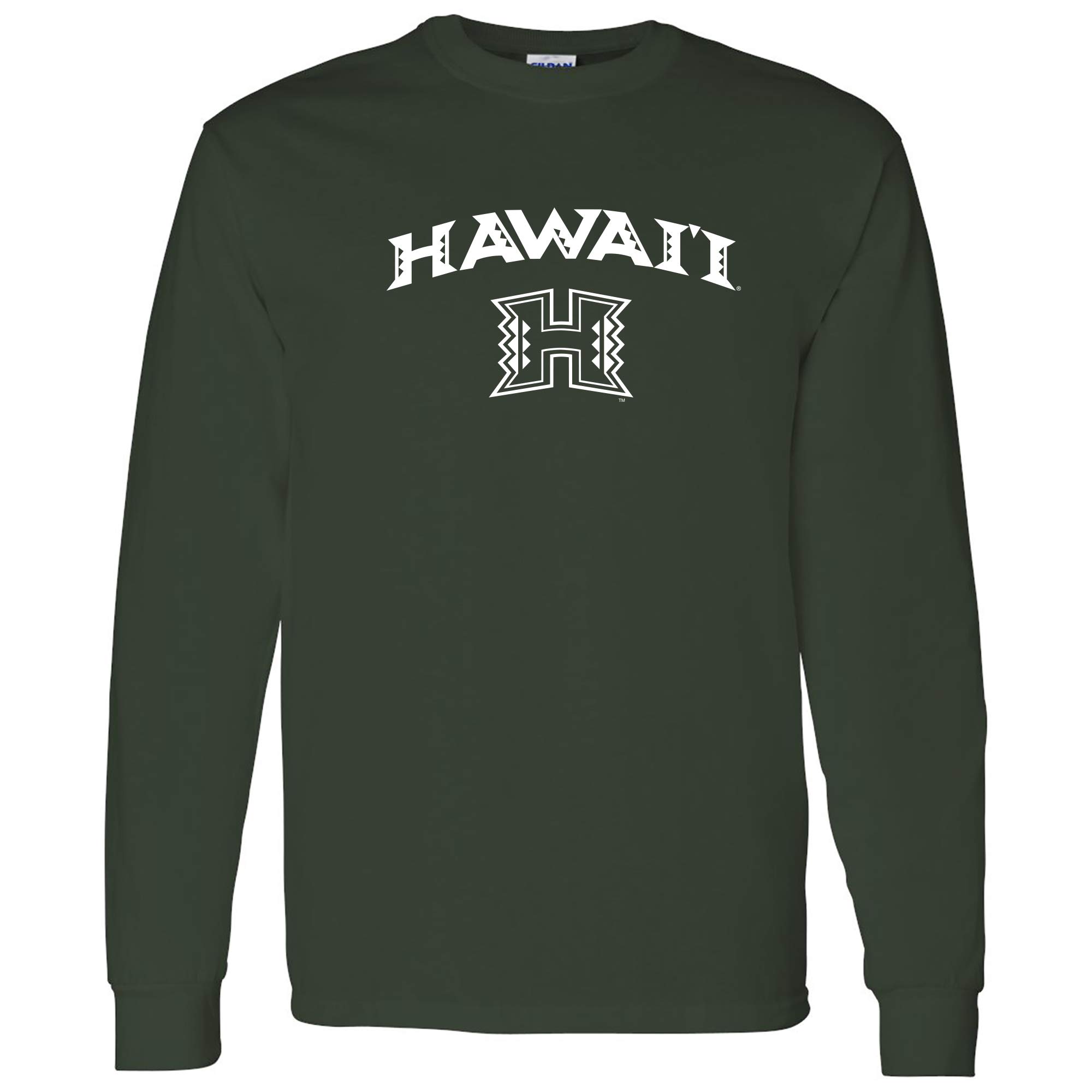 NCAA Officially Licensed College - University Team Color Arch Logo Long Sleeve, Hawaii Rainbow Warriors Forest, Medium — image 1