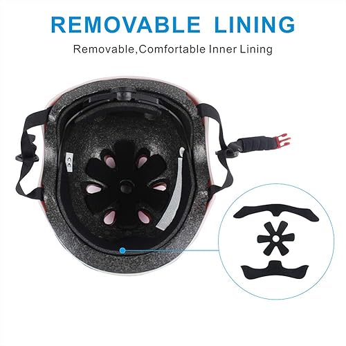 Miniatura 6 de LANOVAGEAR Casco para niños de 3 a 8 años para niños, rodilleras, coderas, muñequeras, ajustable, para patinaje, patinaje, casco para niños