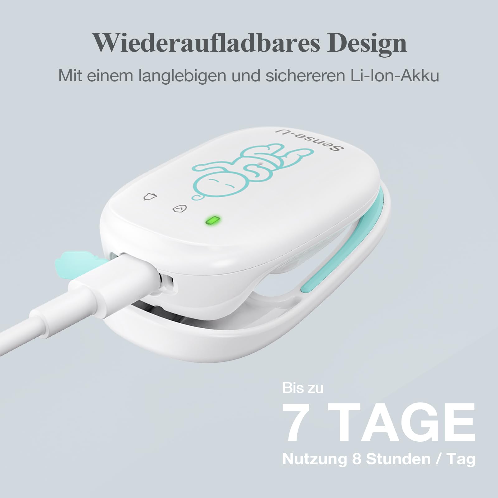 Sense-U Pro Baby-Bewegungsmonitor (große Reichweite): Erfasst Bewegung, Umdrehen & Temperatur überall, mit Vibrationswecker, akustischen Alarmen & Schlaferfassung