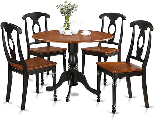 Miniatura 20 de East West Furniture DLKE5-LWH-W - Juego de muebles de comedor de 5 piezas, incluye una mesa de cocina redonda con gotas y 4 sillas de comedor, 42 x
