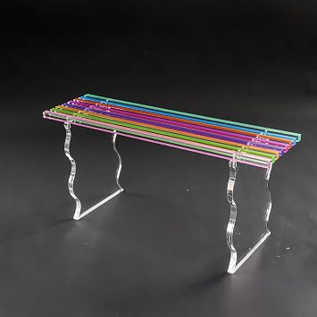 Acrylic Entryway Rainbow Bench, 35.4 Inch End Bed Bench for Living Room, Acrylic Stool Indoor Shoe Benches for Home Decor