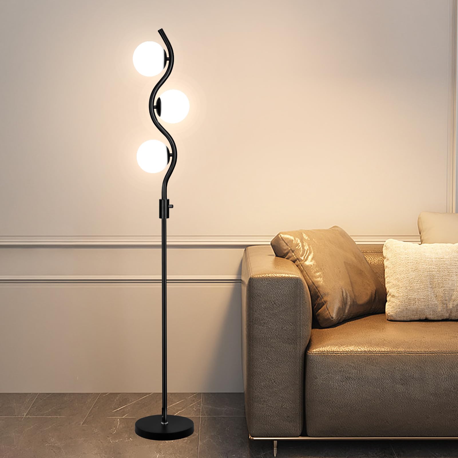 bulbeats 60IN Mid Century Floor Lamp, Dimmable (Brightness Adjustable
