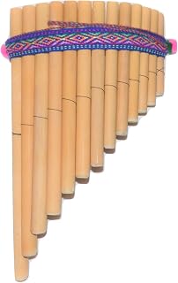 Pan Flute 13 Pipes - Artesanal and Decorative From Peru - Natural Bamboo-Case Included