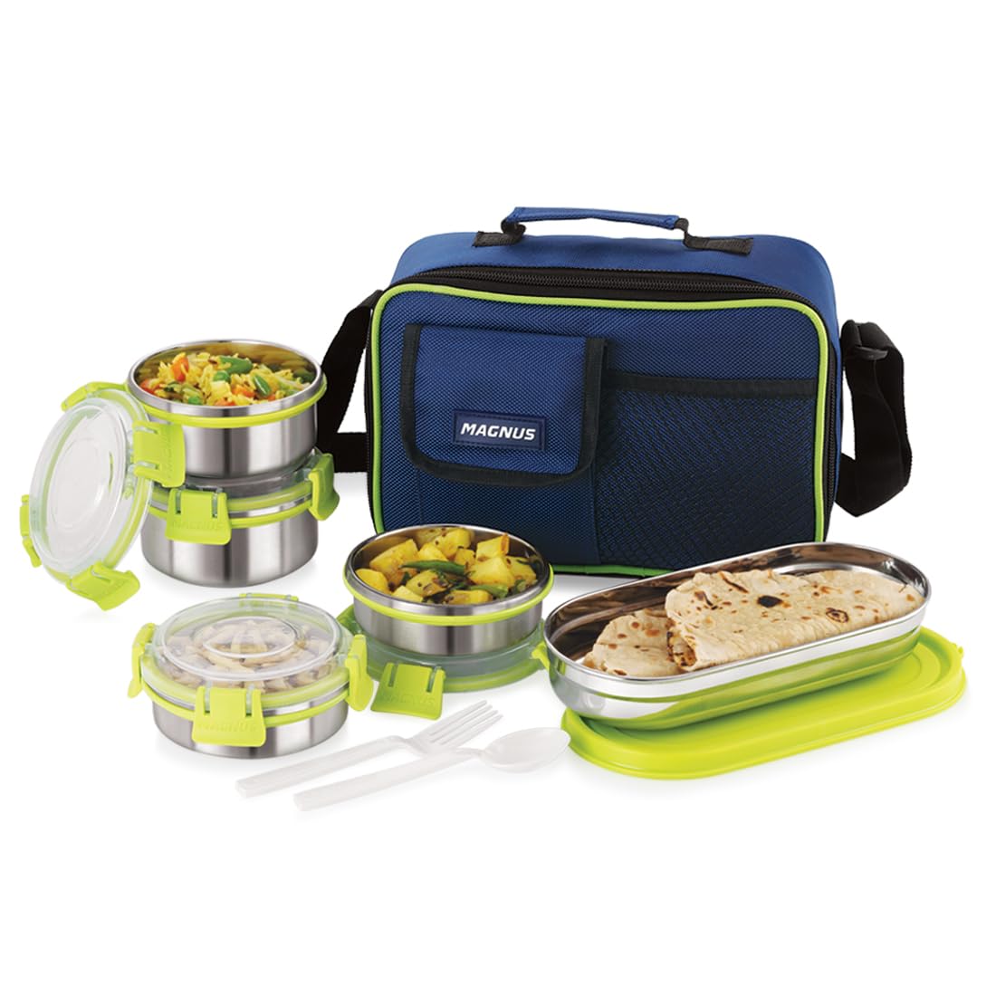 Magnus Hybrid 5 Prime Lunch Box - Premium Stainless Steel Tiffin Set For Kids, Boys, Men And Women - Ideal Lunch Boxes For Office Men, Leakproof Containers, Insulated Cover, 1650 Ml (B0CVQG57RL) Amazon Price History, Amazon Price Tracker
