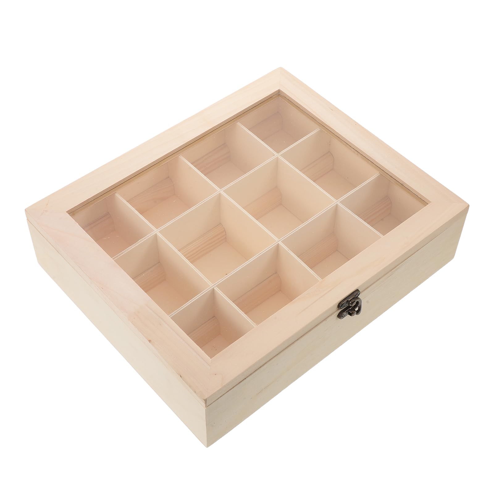 Caja Organizadora de Madera para Lavandería con Tapa y Separadores, Contenedor de Almacenamiento para Bolas de Secadora, Accesorio Compacto 30x30x5 Cm para Cuarto de Lavado