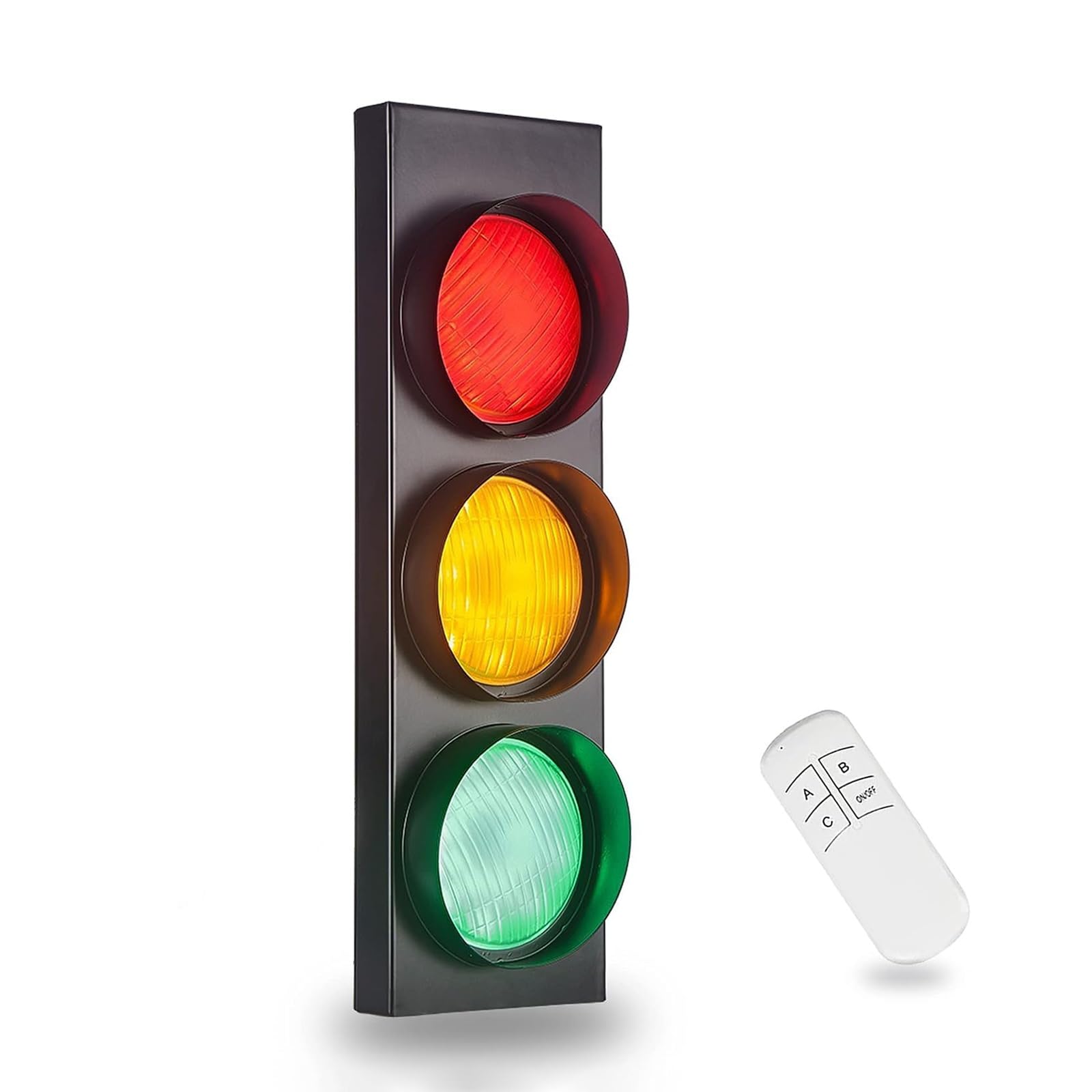 Yqyc Retro Traffic Light Wall Lamp, Traffic LED Lamp with Remote Control, Room Decor Light, Wall Decor LED Wall Sconce Lighting, for Home Office Bar Garage Decor