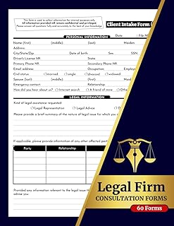 Legal Firm Consultation Forms: Law Firm New Client Intake for Lawyers, Attorneys & Legal Professionals | Document Informat...