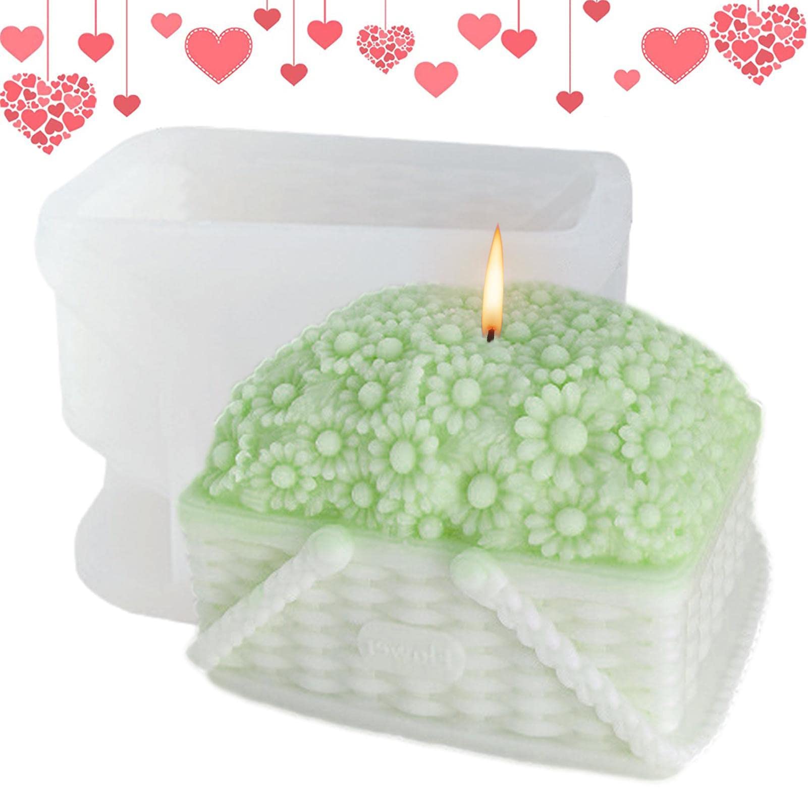 Molde de pastel de flores – Molde multifunción con forma de | cesta de flores – Moldes de arte y manualidades para el hogar para postres, de soja, chocolate, aromaterapia, yeso