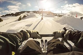 Laminated POV of Man Sitting on Ski Lift in The Pyrenees Photo Photograph Poster Dry Erase Sign 24x16