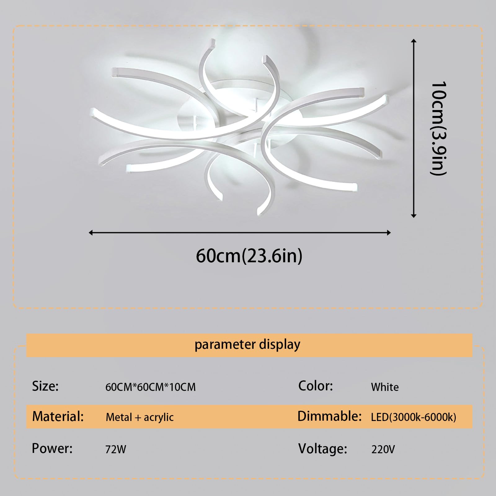 Smart Lampadario Soggiorno con Telecomando e APP, Creativo Plafoniera LED Dimmerabile con Funzione di Memoria Nessuno Sfarfallio Protezione Degli Occhi Lampada Cameretta Cucina Ufficio-60CM