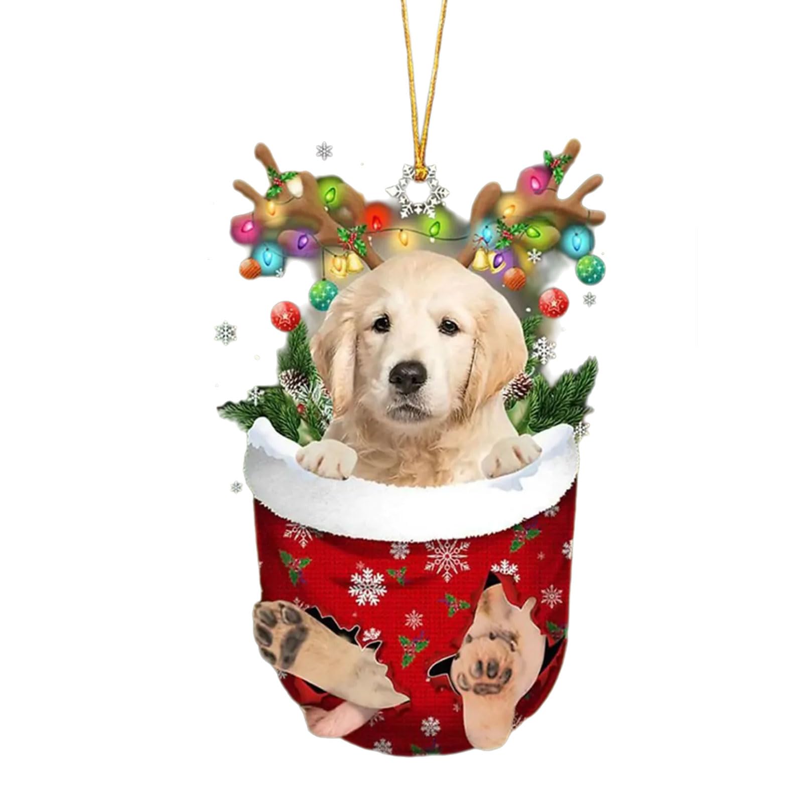 Lerpwige Festival Dog Hanging Charm Acrylic Pendant Christmas Decoration Hanging Ornament For Tree Adornment Dog Stocking Fillers
