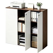Lockable Filing Cabinet with Doors, Large Capacity Storage Cabinet with Shelves, Wooden Office Cabinet with Printer Stand, Freestanding Storage Organizer for Home Office, Living Room.