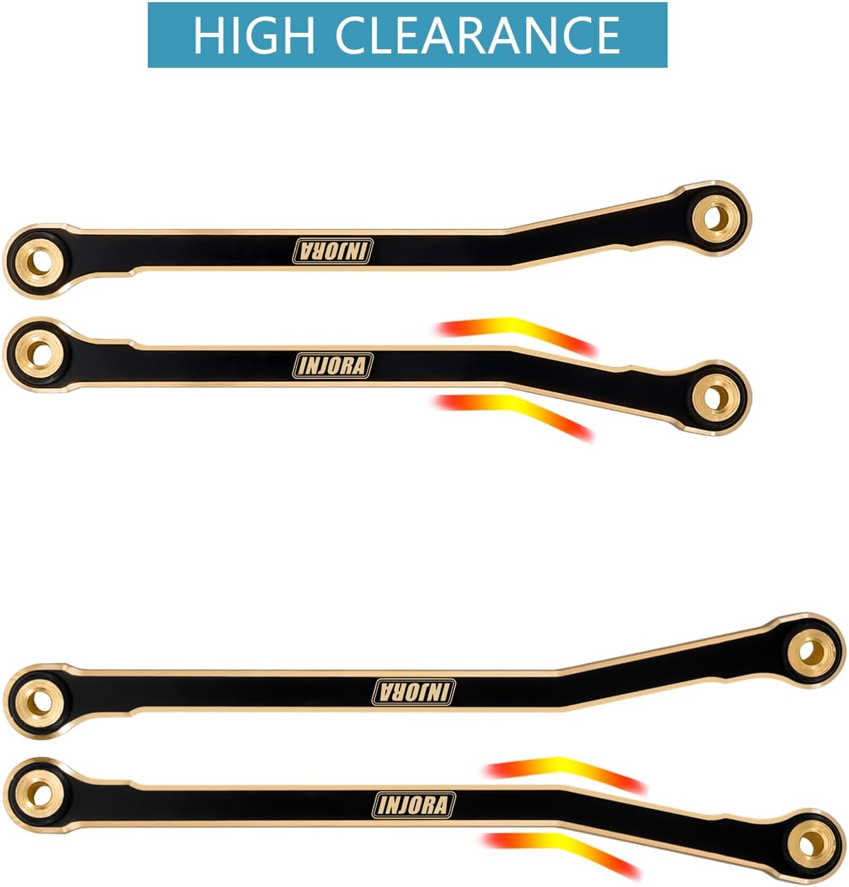 INJORA Black Coating Brass High Clearance Chassis Links for 1/18 RC Crawler Redcat Ascent-18 Upgrade
