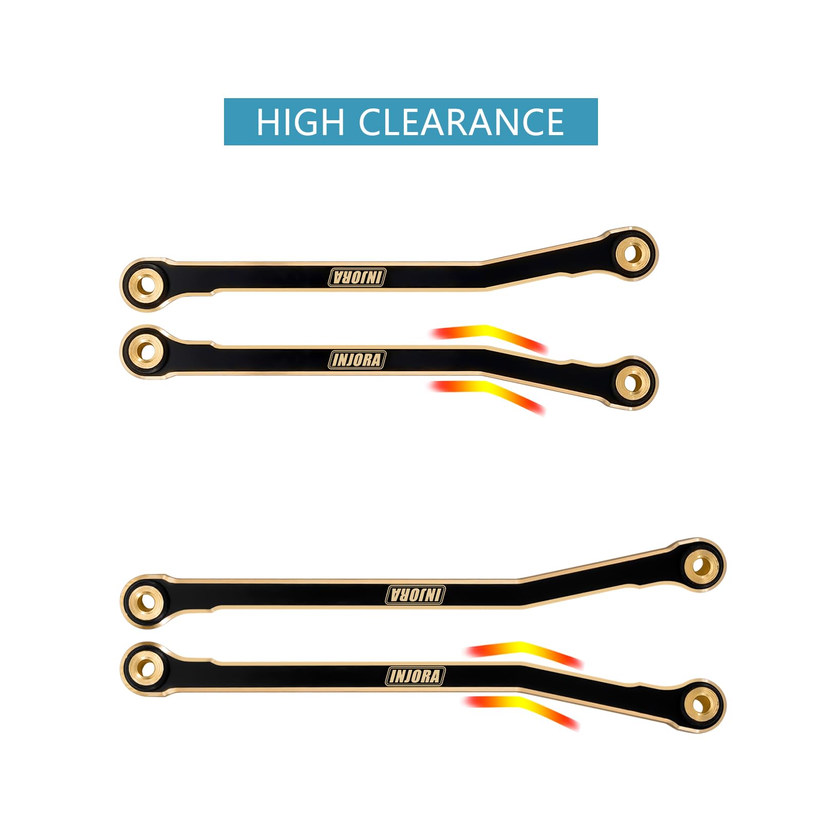 INJORA Black Coating Brass High Clearance Chassis Links for 1/18