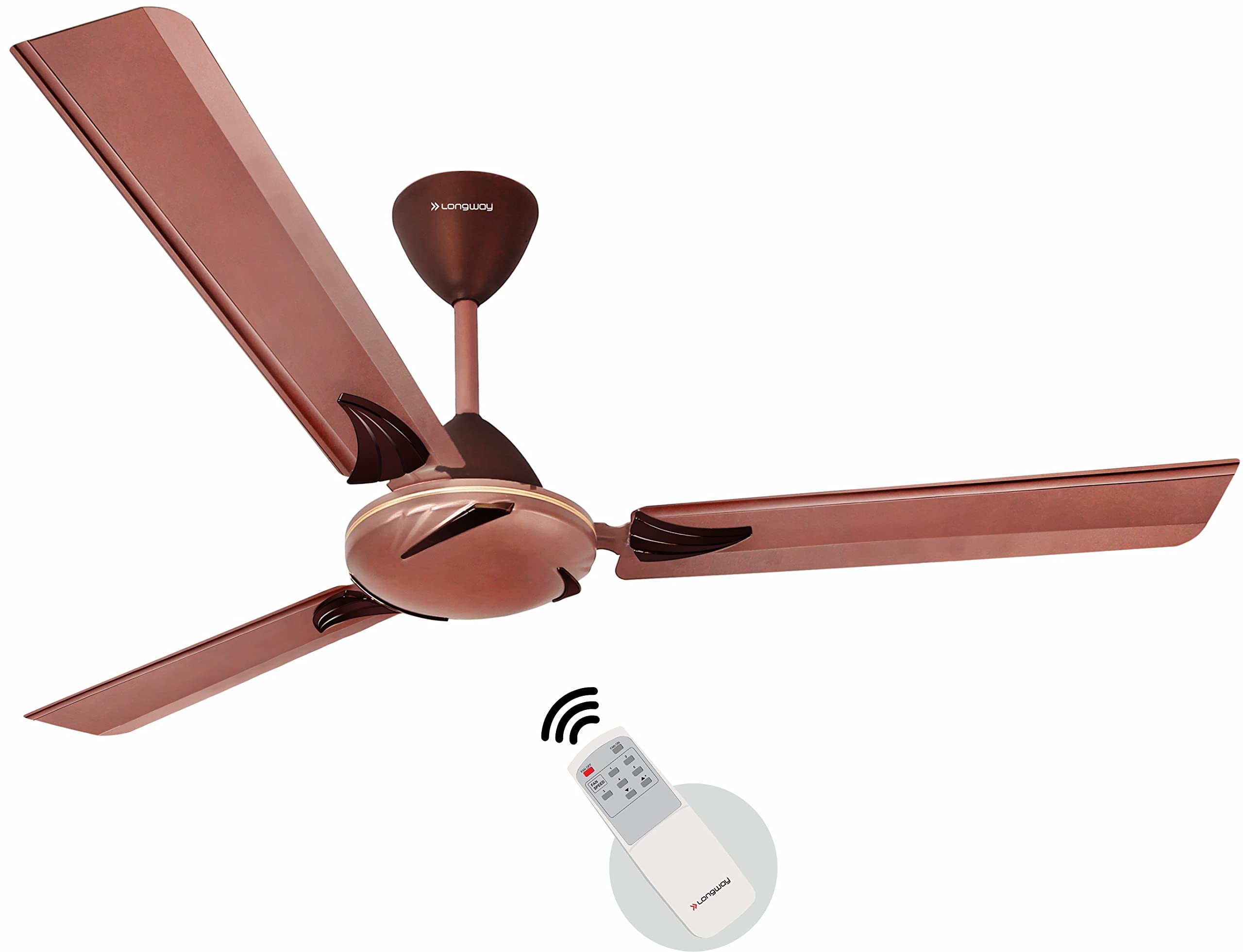 LONGWAY Creta P1 1200 mm/48 inch Remote Controlled 3 Blade Anti-Dust Decorative Star Rated Ceiling Fan (Rusty Brown, Pack of 1) (B08V8D3HFQ) Amazon Price History, Amazon Price Tracker