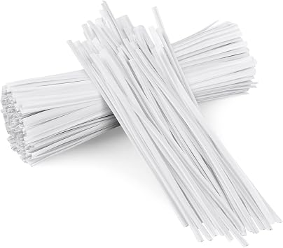 Oligei 600 Pcs Plastic 5" Twist Ties for Bags, Wire Ties Reusable Twist Bread Ties for Household and Office Use White