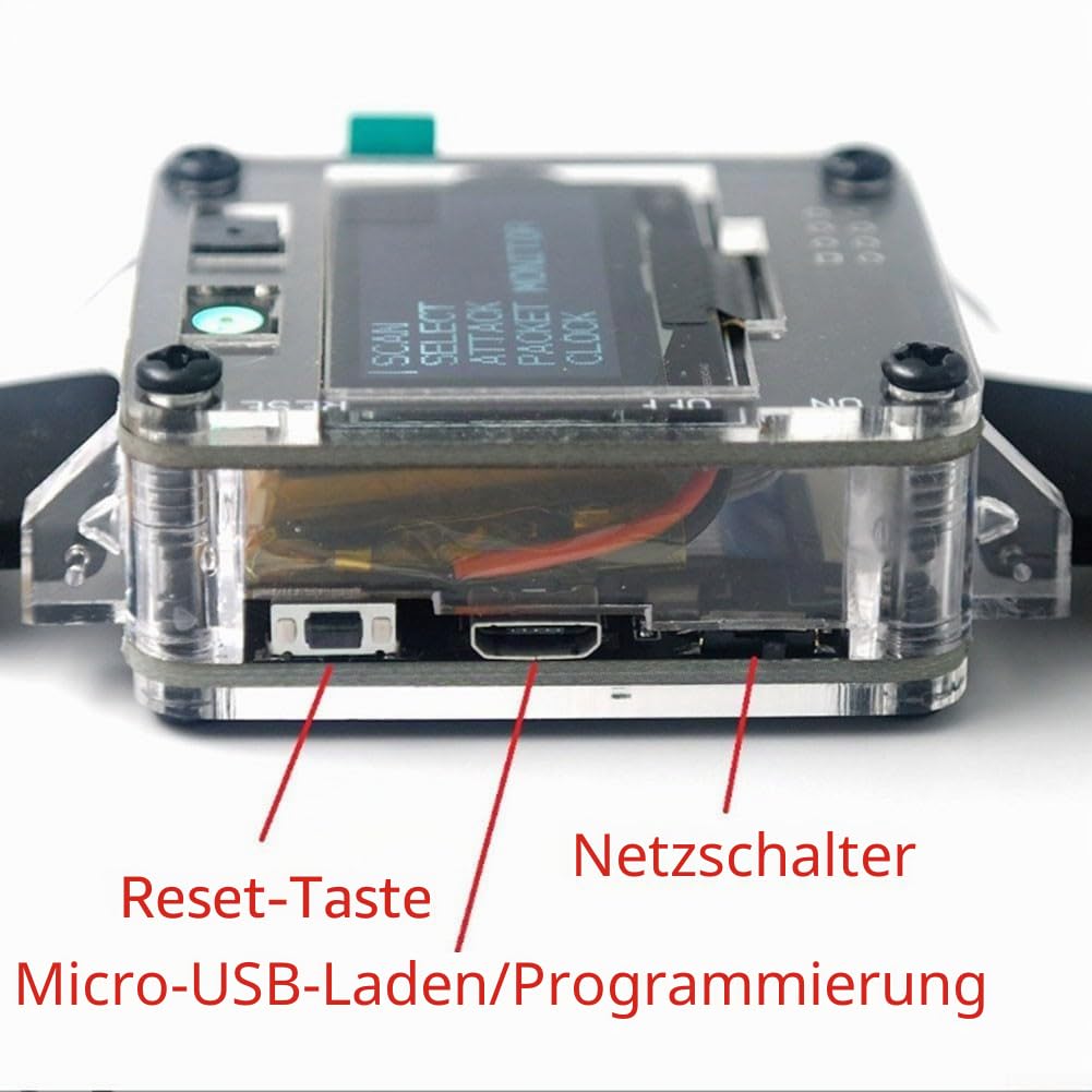 SPORTARC Wearable Watch für ESP8266 Entwicklungsplatine für DSTIKE Deauther Watch SE, tragbares WLAN-Testgerät mit 500-mAh-Akku und Acryl-Schutz, 1401579644