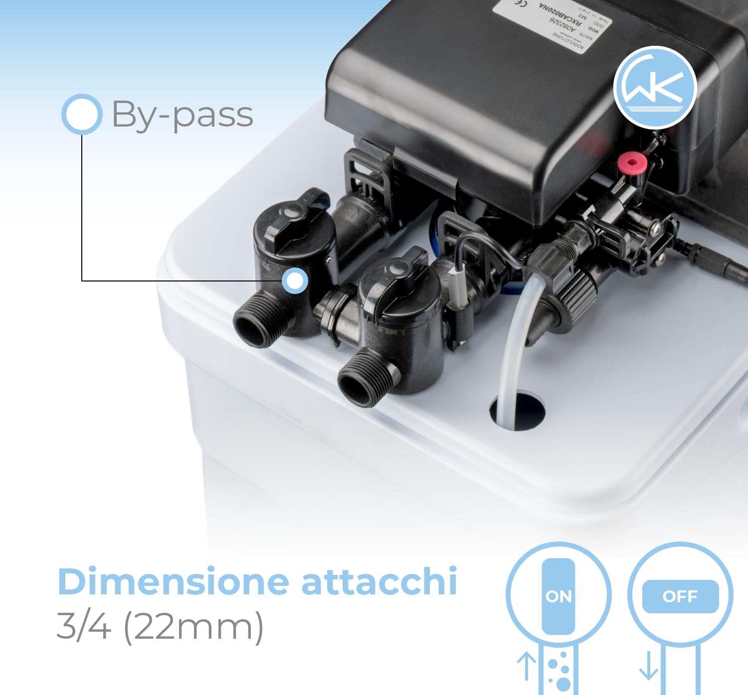 WK - Addolcitore d'Acqua domestico New Octopus Big, Sistema di Filtraggio per Acqua Dolce, Design Compatto e Portata di 5000 Litri, Ideale per Famiglie Numerose