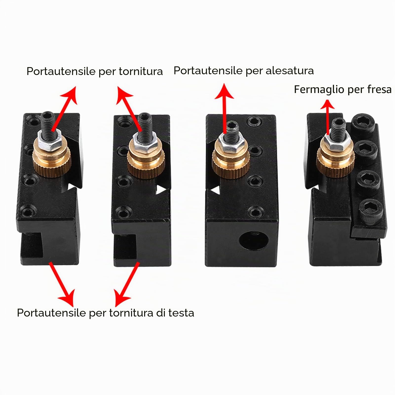 Utensili Tornio per Metallo, Portautensili per Mini Tornio in Alluminio Nero Portautensili per Tornitura e Sfacciatura