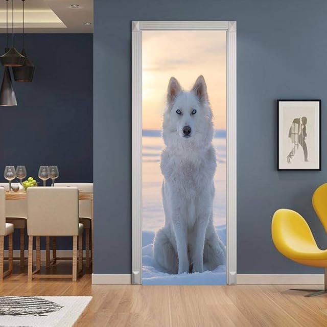 3D Door Mural Green Door Office Art Door Stickers for Interior Doors, Bedroom Living Room Bathroom House Decoration 30.31"*78.74"