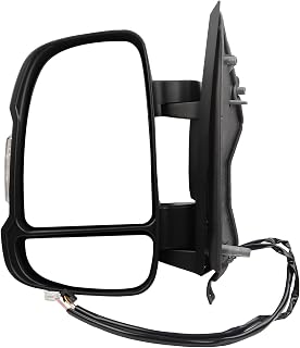Left Driver Side Mirror Compatible with Ram Promaster 1500 2500 3500 2014-2022 Non-Heated Glass Manual Fold Turn Signal w/Temp Sensor Black Cargo Van Replaces#CH1320417 5VE99JXWAF 2+2Pins