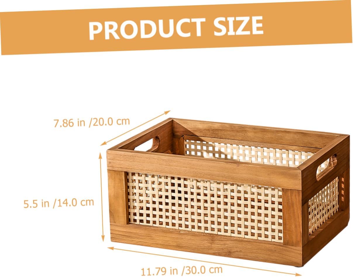 Vintage Solid Wood Storage Basket Large Capacity Woven Organizer for Nursery Bathroom Bedroom Multifunctional Home Storage and Decorative Holder