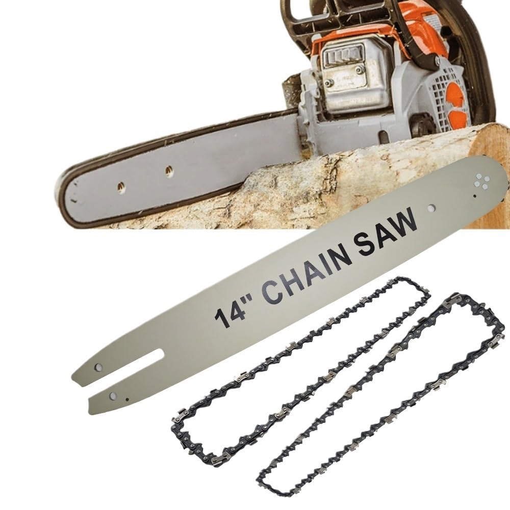 Barra Guida for Motosega da 14 Pollici con Catena for Sega 3/8 LP for 50 Sezioni | For accessori for utensili elettrici STIHL MS170 MS180 MS250(Saw Chain Guide Bar)