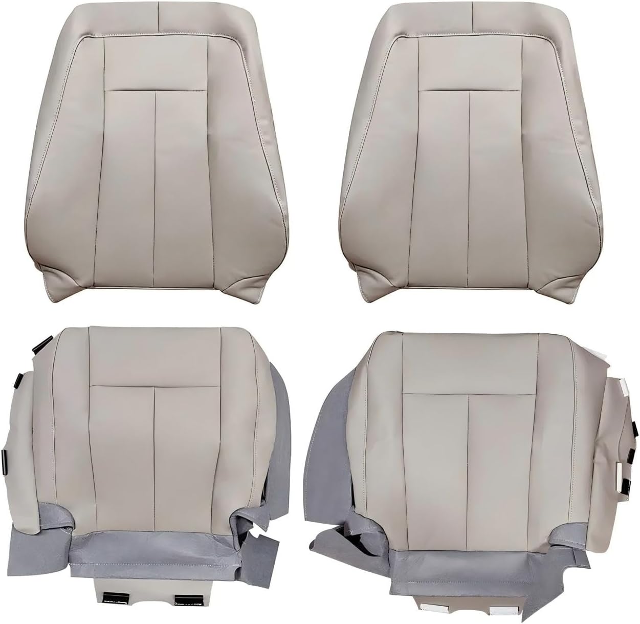 Front Both Side Bottom & Top Lean Back Seat Cover Perforated Replacement Fits for Ford Expedition 2007-2014 Gray