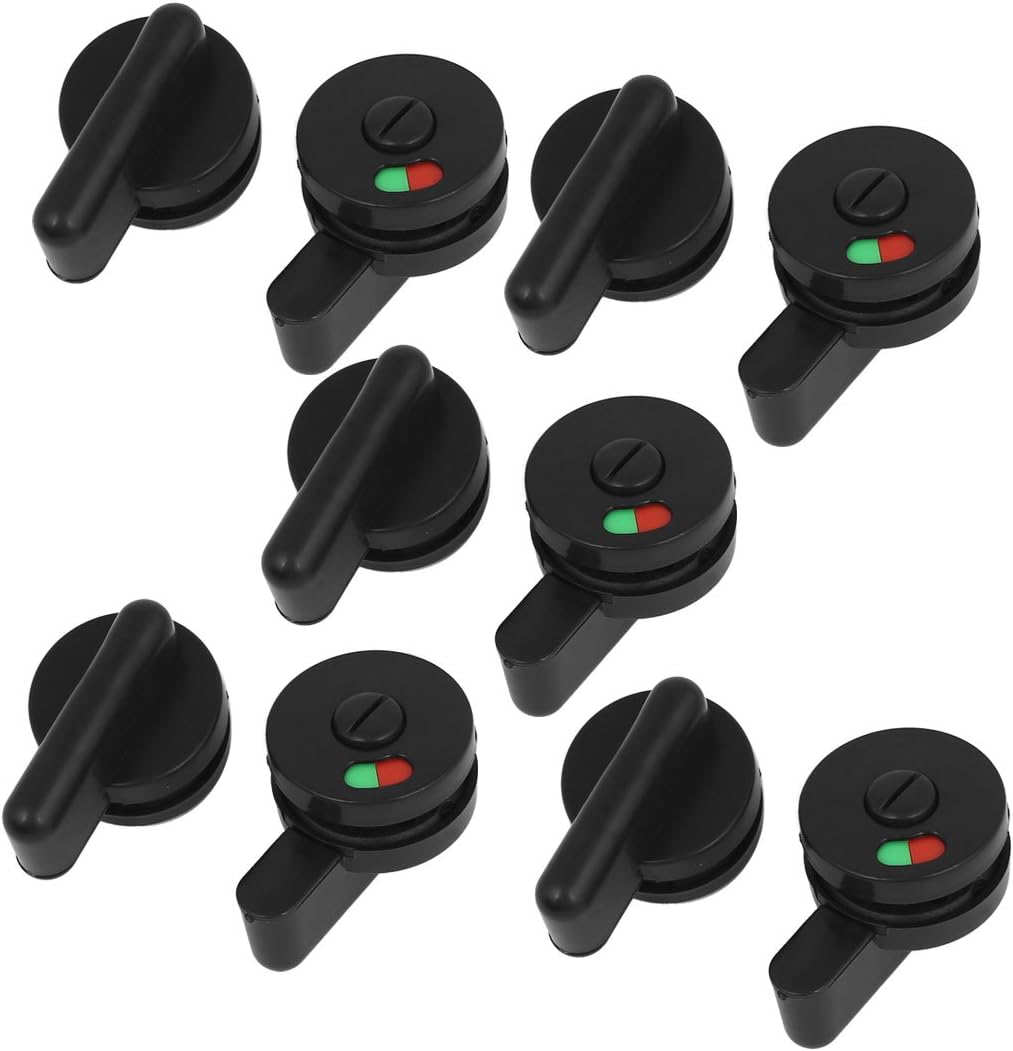 Public Bathroom Cabinet Hardware Toilet Door Indicator Bolt Plastic Rotating Wing Knob Lock Latches Black 10pcs