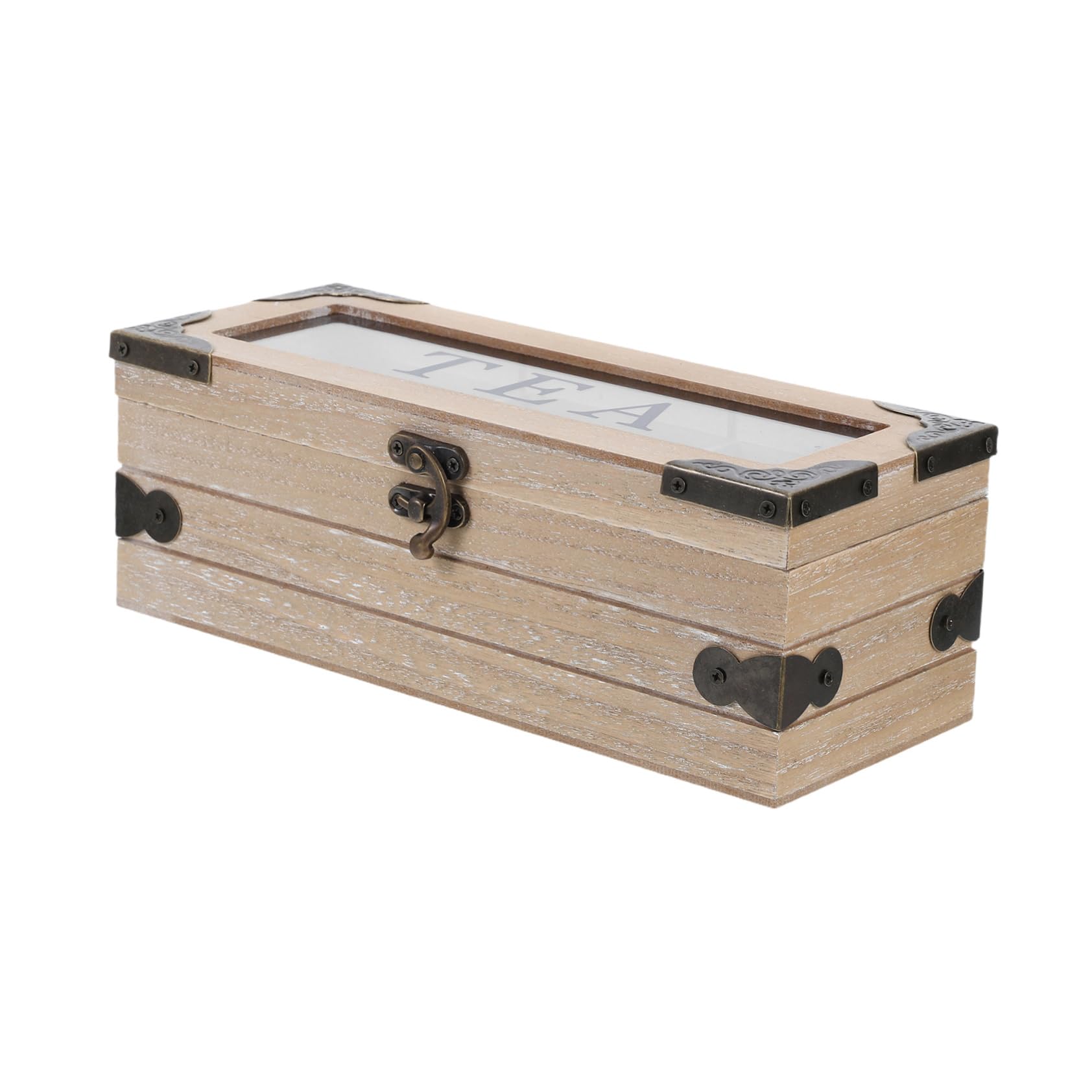 OUNONA Elegant Wood Tea Box Storage 3 Compartment Countertop Organizer for Tea Bags