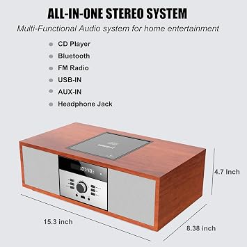 Portable CD Player Boombox and Vintage Style Home CD Player Wood Speaker System