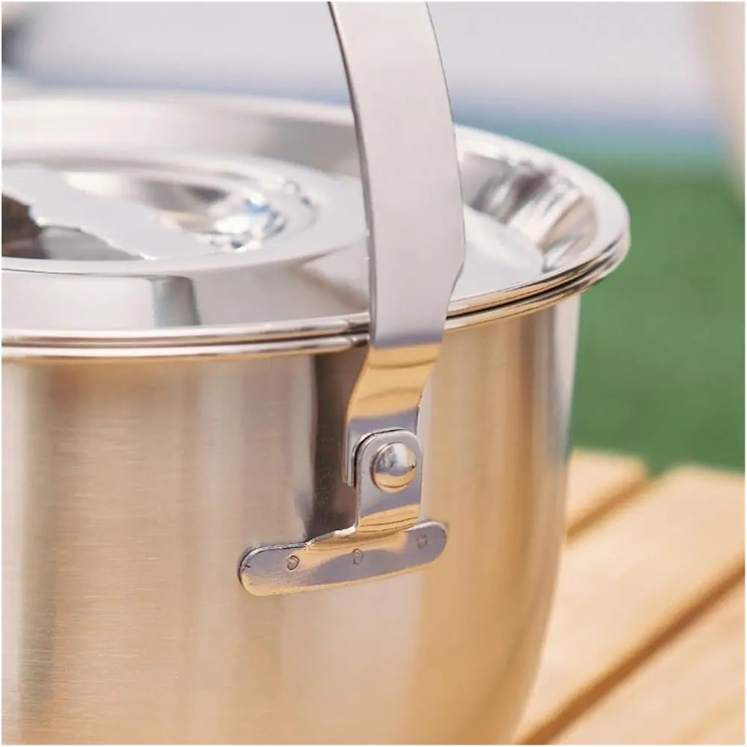 Compatible for Stainless Steel Outdoor Camping Pot with Handle and Lid 17-26cm Hanging Cookware
