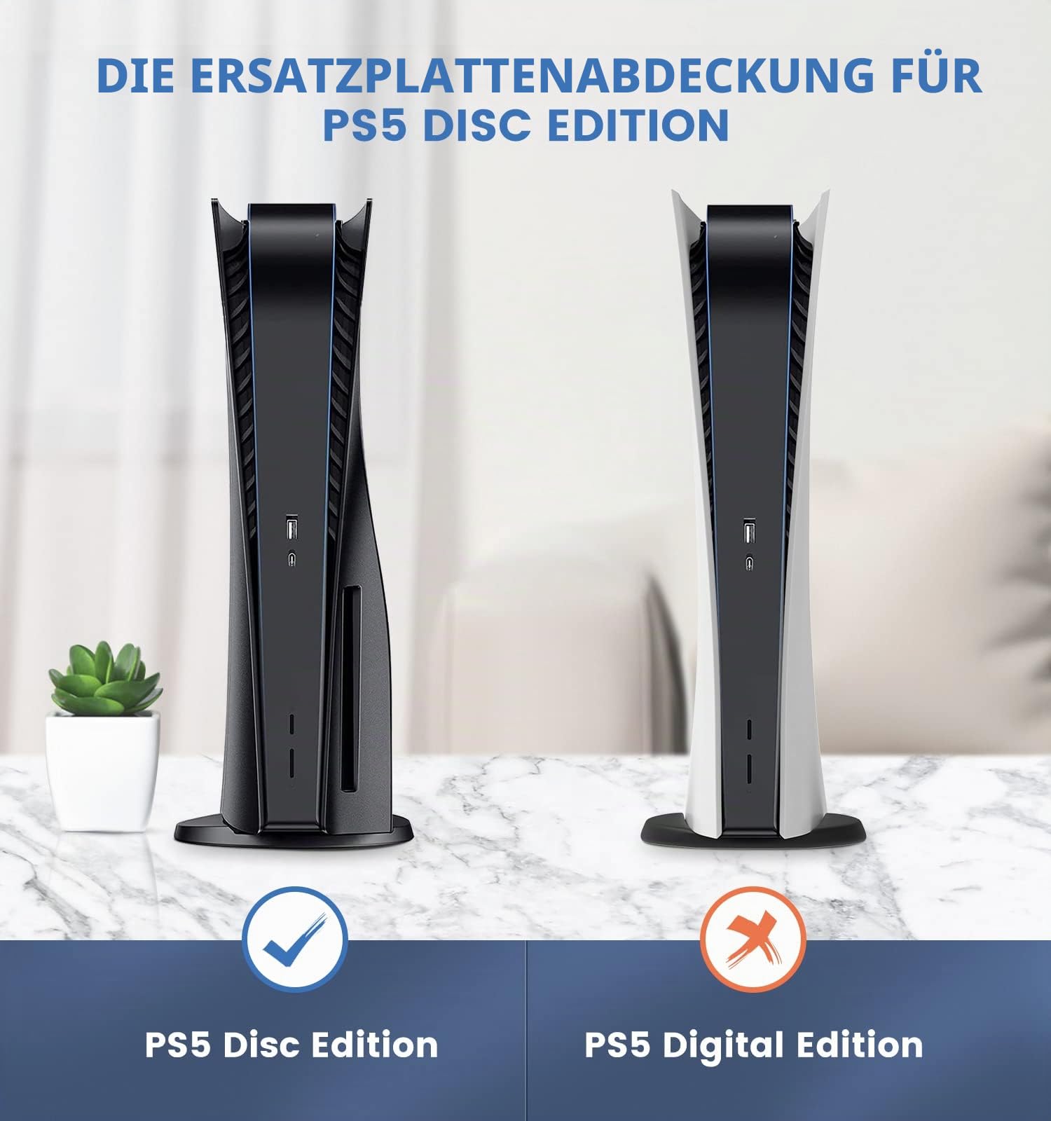 PS5 Kühlplatte Schutzventile Turbo Upgrade für Playstation 5 Disc Edition Ersatz Seitenplatte ABS Anti-Kratzer Hülle Schwarz