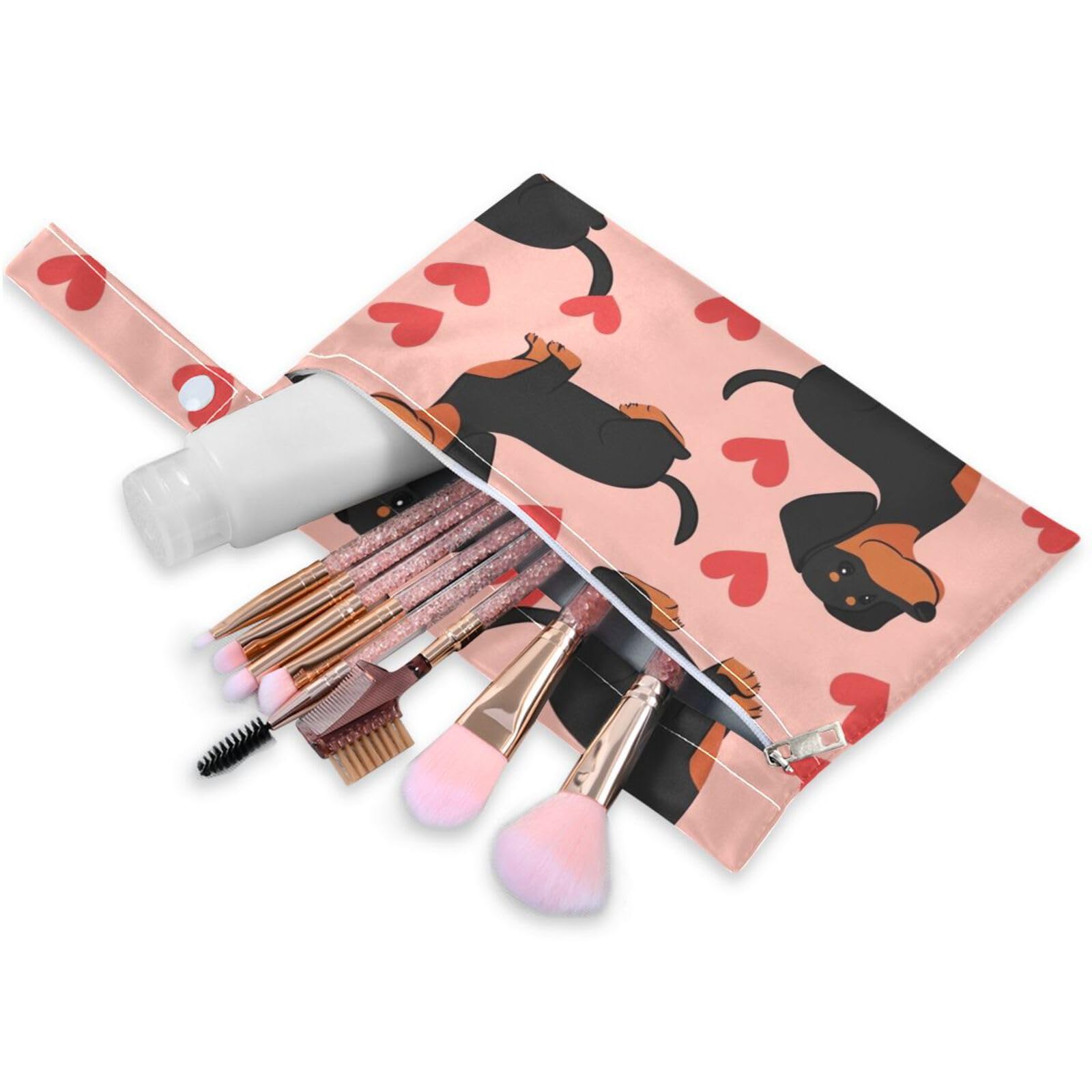 Hezely Cute Dachshund 2 Pack Cloth Diaper Wet Dry Bags,Waterproof Wet Bag for Baby,Travel, Beach, Pool, Diapers, Dirty Yoga Gym Clothes