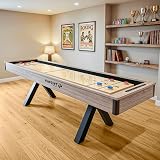 PINPOINT 2-in-1 Shuffleboard-Tischspiel-Set – Full-Size 2,7 m Shuffleboard mit Esstischumwandlung, Pucks, Wachs und Pinsel im Lieferumfang enthalten – Premium-Indoor-Spieltisch für Zuhause, Bars und