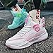 High Top Womens Mens Basketball Shoes Breathable Comfortable Lightweight Fashion Athletic Sneakers Non Slip Unisex-Adult Outdoor Sport Shoe(Pink+Green，45)