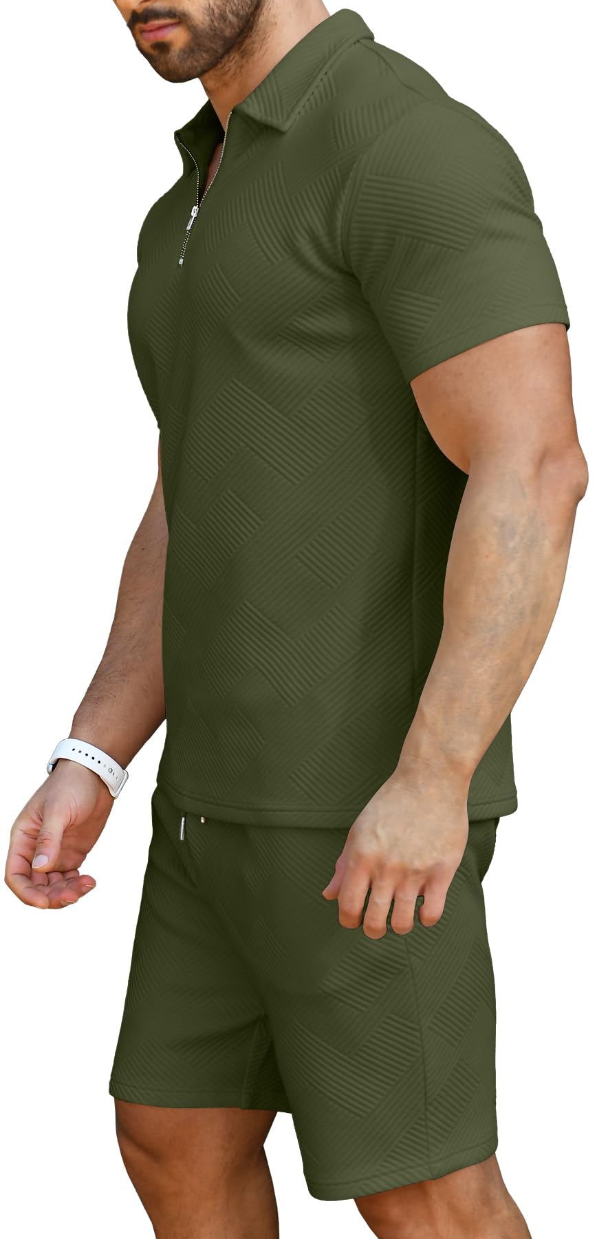 KUYIGO Uomo Polo e Pantaloncini 2-Piece Set Abbigliamento Tuta Estiva Moda Casual Tute Sudore M-3XL