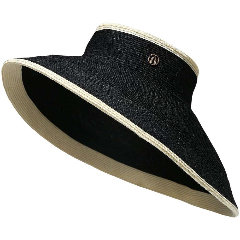 Sslvya Sun Visor Hats for Women Wide Brim Ponytail Straw Beach Hat Packable Foldable Upf 50+ Uv Protection Floppy Travel Hats
