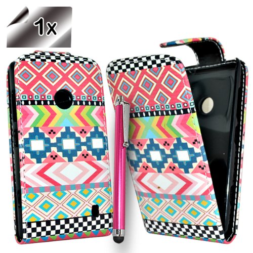 Accessory Master - Funda de cuero con bolígrafo digital para Nokia Lumia 520, diseño de flores, color rosa